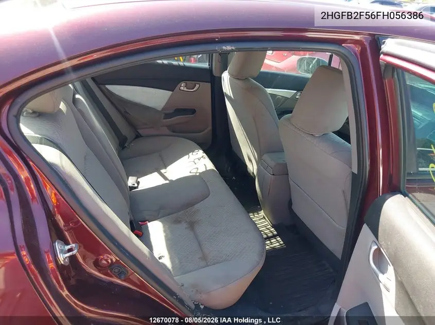 2015 HONDA CIVIC VIN 2HGFB2F56FH056386 — фото 8
