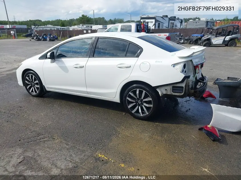 2015 HONDA CIVIC VIN 2HGFB2F79FH029331 — фото 3