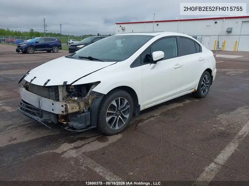 2015 HONDA CIVIC VIN 2HGFB2E52FH015755 — фото 2