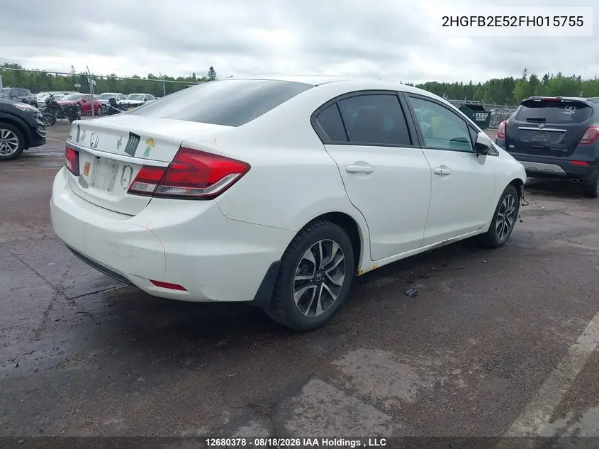2015 HONDA CIVIC VIN 2HGFB2E52FH015755 — фото 4