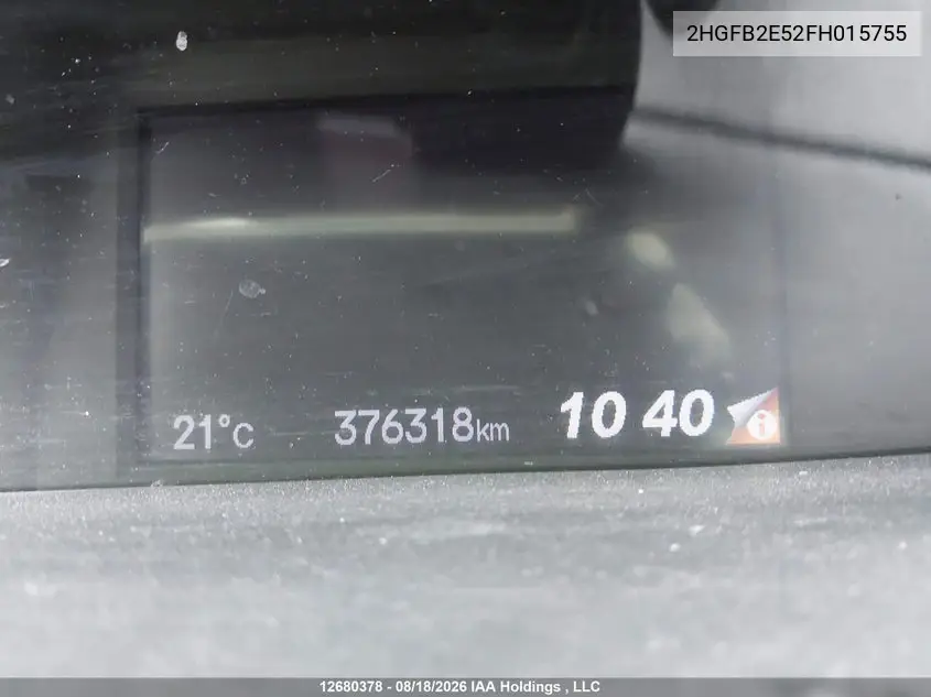 2015 HONDA CIVIC VIN 2HGFB2E52FH015755 — фото 7