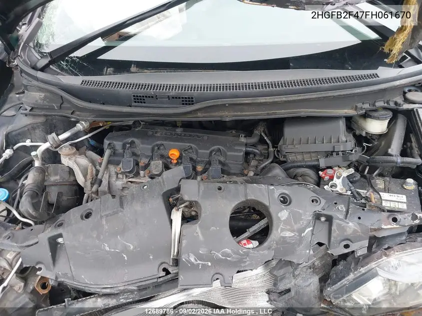 2015 HONDA CIVIC VIN 2HGFB2F47FH061670 — фото 10