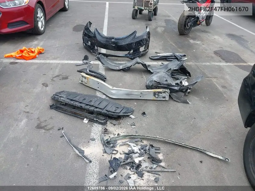 2015 HONDA CIVIC VIN 2HGFB2F47FH061670 — фото 11
