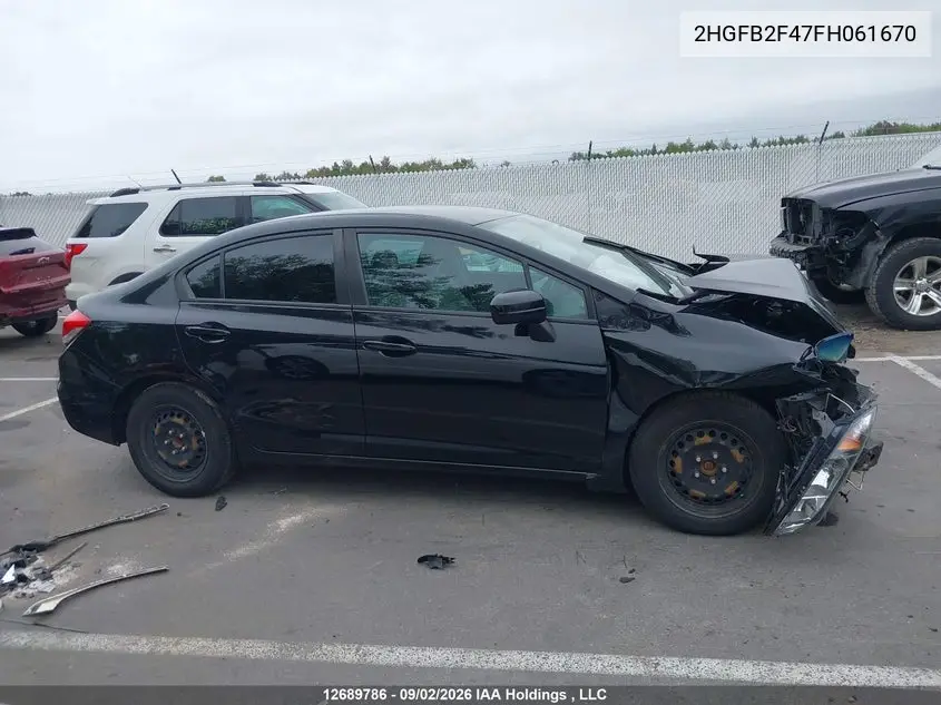 2015 HONDA CIVIC VIN 2HGFB2F47FH061670 — фото 13