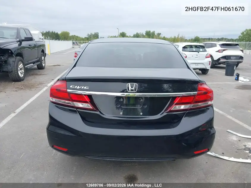 2015 HONDA CIVIC VIN 2HGFB2F47FH061670 — фото 16