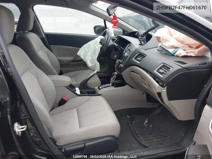 2015 HONDA CIVIC VIN 2HGFB2F47FH061670 — фото 5