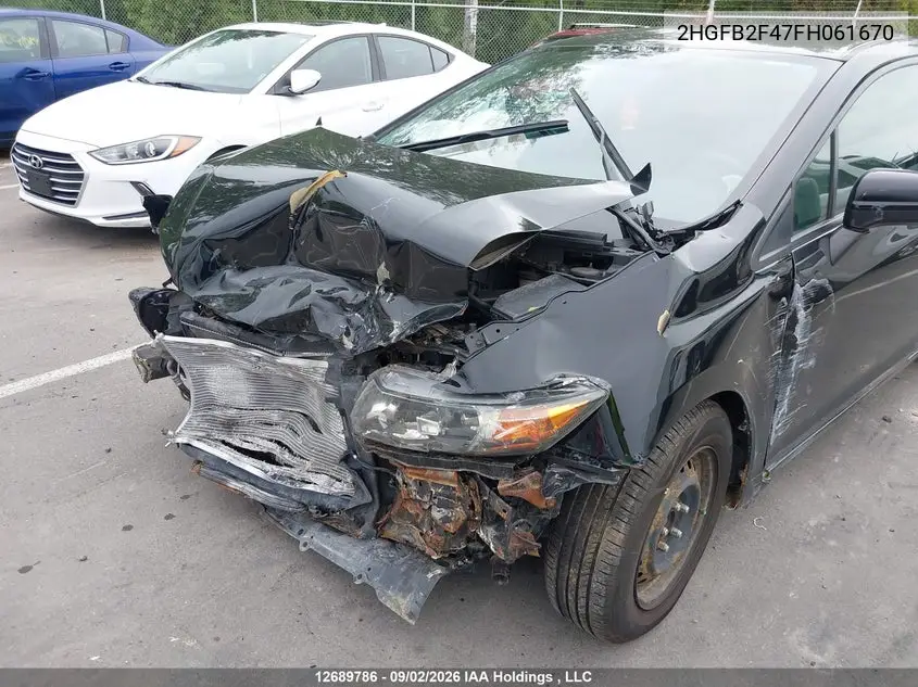 2015 HONDA CIVIC VIN 2HGFB2F47FH061670 — фото 6