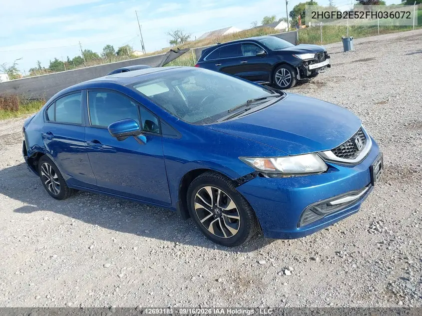 HONDA CIVIC 2015, VIN 2HGFB2E52FH036072
