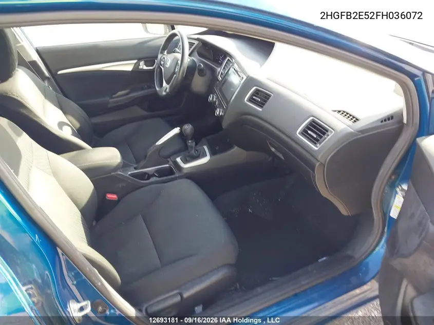 2015 HONDA CIVIC VIN 2HGFB2E52FH036072 — фото 5