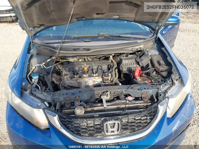 2015 HONDA CIVIC VIN 2HGFB2E52FH036072 — фото 9