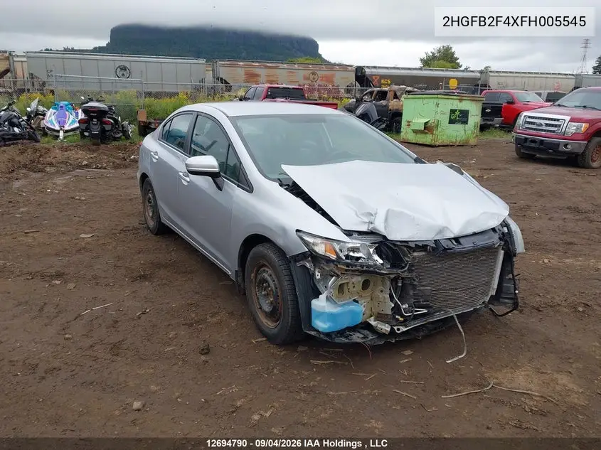 HONDA CIVIC 2015, VIN 2HGFB2F4XFH005545