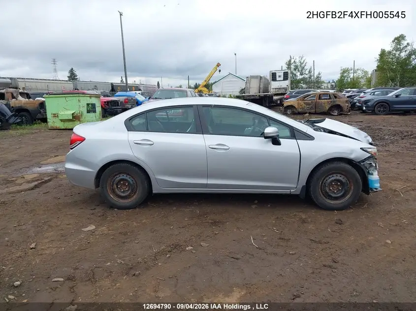 2015 HONDA CIVIC VIN 2HGFB2F4XFH005545 — фото 14