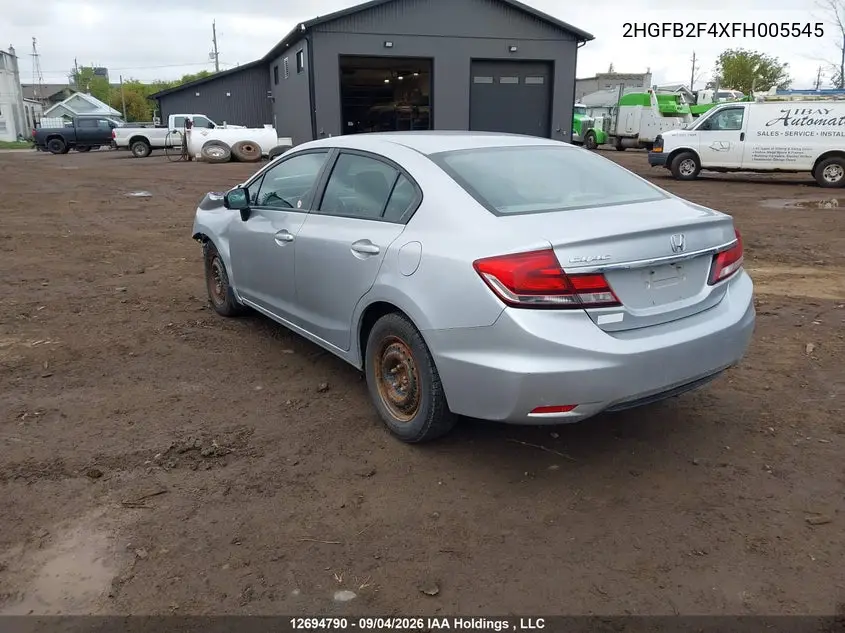 2015 HONDA CIVIC VIN 2HGFB2F4XFH005545 — фото 3