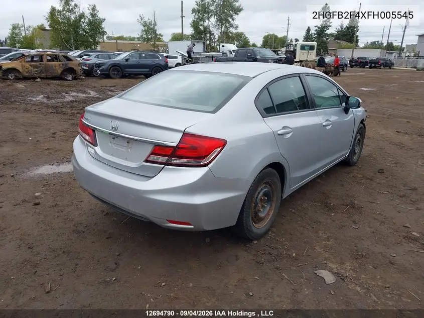 2015 HONDA CIVIC VIN 2HGFB2F4XFH005545 — фото 4