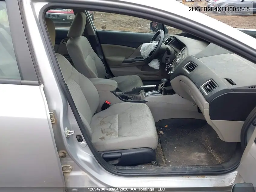 2015 HONDA CIVIC VIN 2HGFB2F4XFH005545 — фото 5