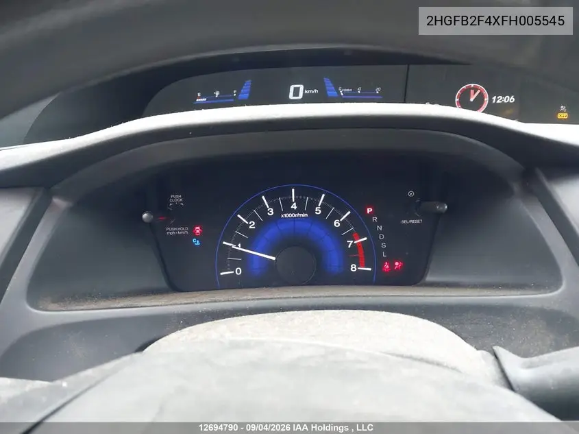 2015 HONDA CIVIC VIN 2HGFB2F4XFH005545 — фото 7