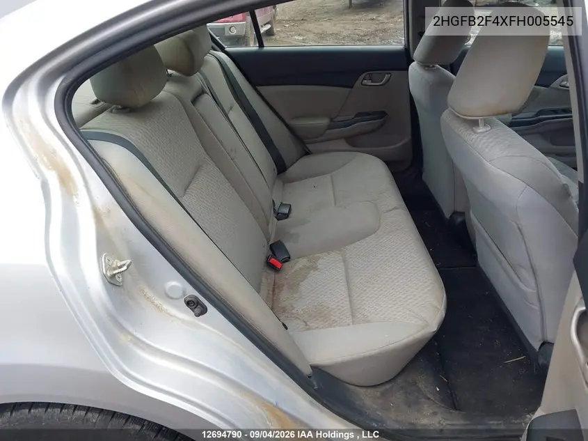 2015 HONDA CIVIC VIN 2HGFB2F4XFH005545 — фото 8