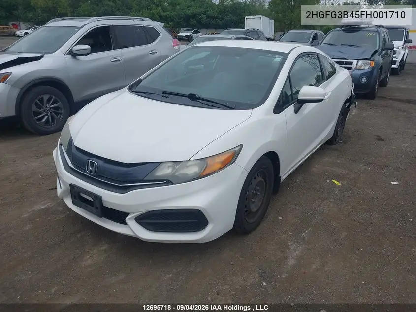 2015 HONDA CIVIC VIN 2HGFG3B45FH001710 — фото 2