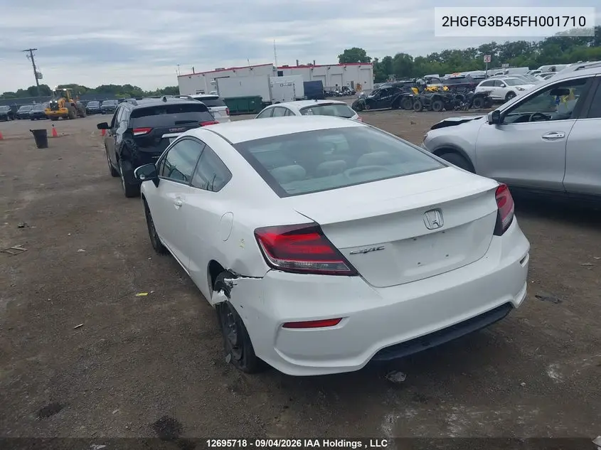 2015 HONDA CIVIC VIN 2HGFG3B45FH001710 — фото 3