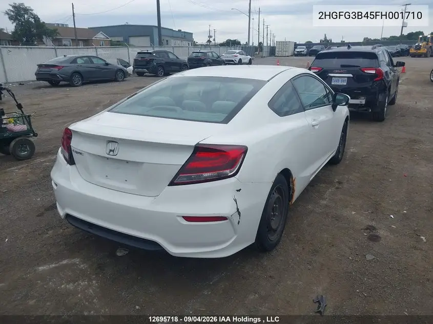 2015 HONDA CIVIC VIN 2HGFG3B45FH001710 — фото 4