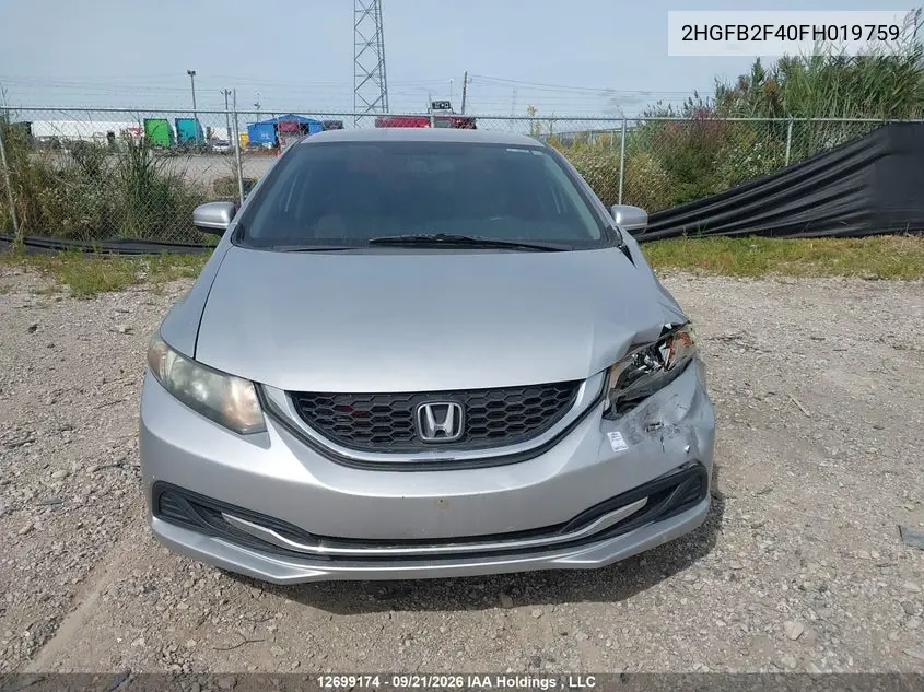 2015 HONDA CIVIC VIN 2HGFB2F40FH019759 — фото 12