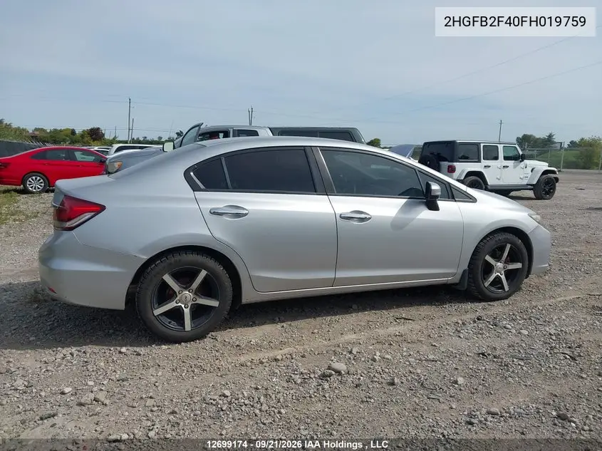2015 HONDA CIVIC VIN 2HGFB2F40FH019759 — фото 13