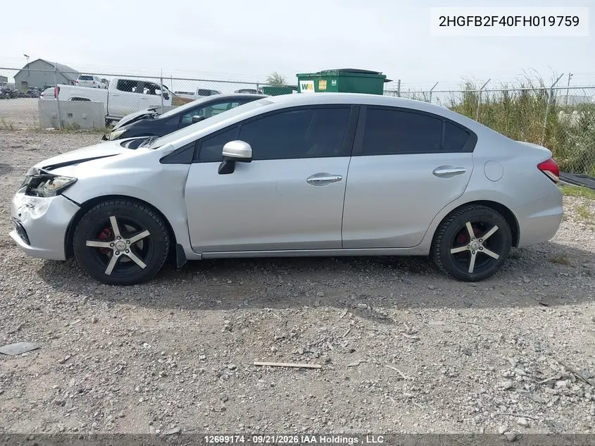 2015 HONDA CIVIC VIN 2HGFB2F40FH019759 — фото 14