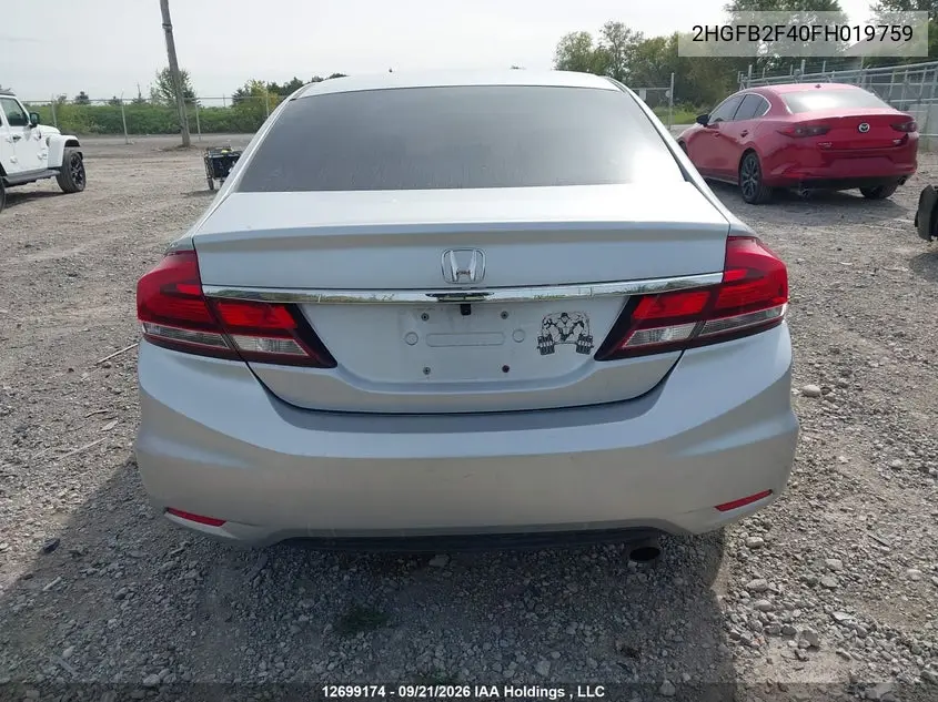 2015 HONDA CIVIC VIN 2HGFB2F40FH019759 — фото 16