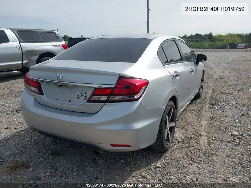 2015 HONDA CIVIC VIN 2HGFB2F40FH019759 — фото 4