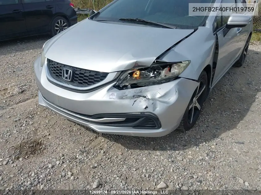 2015 HONDA CIVIC VIN 2HGFB2F40FH019759 — фото 6