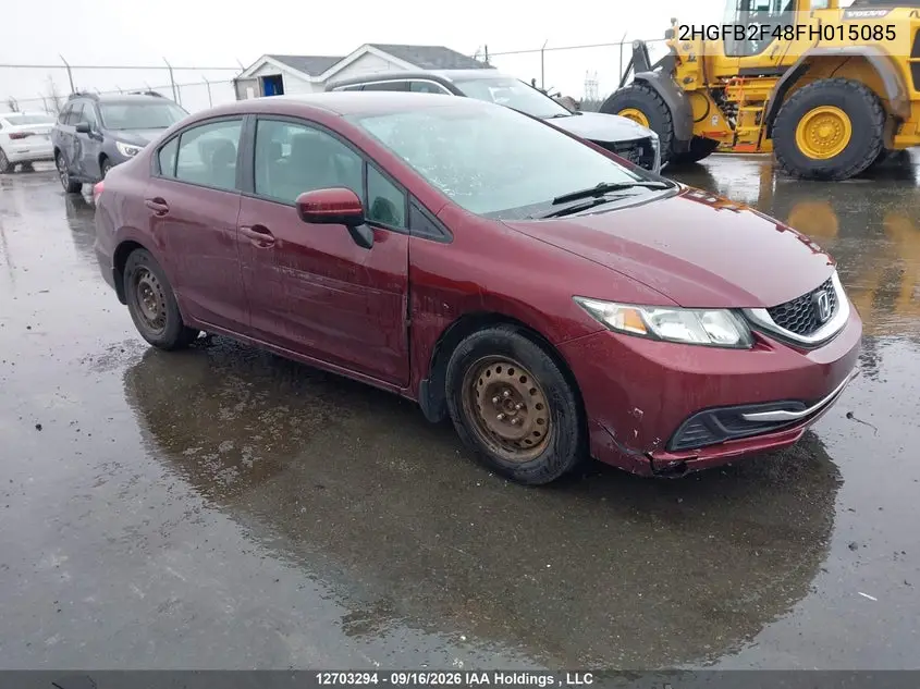 HONDA CIVIC 2015, VIN 2HGFB2F48FH015085