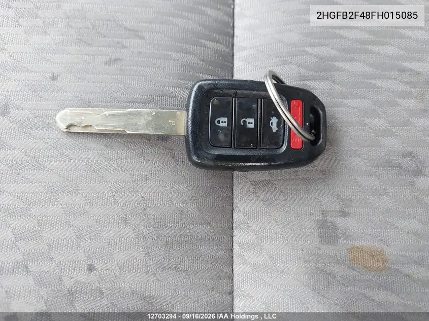 2015 HONDA CIVIC VIN 2HGFB2F48FH015085 — фото 10
