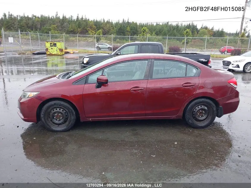 2015 HONDA CIVIC VIN 2HGFB2F48FH015085 — фото 13