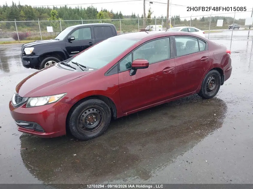 2015 HONDA CIVIC VIN 2HGFB2F48FH015085 — фото 2