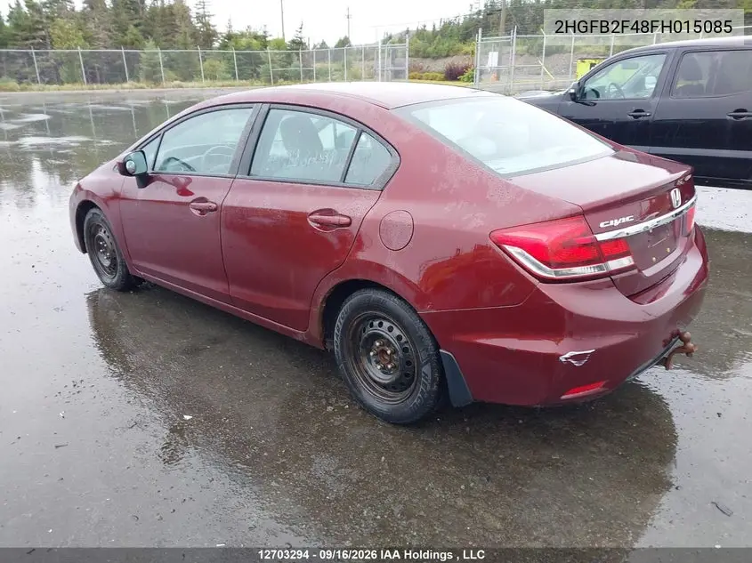 2015 HONDA CIVIC VIN 2HGFB2F48FH015085 — фото 3