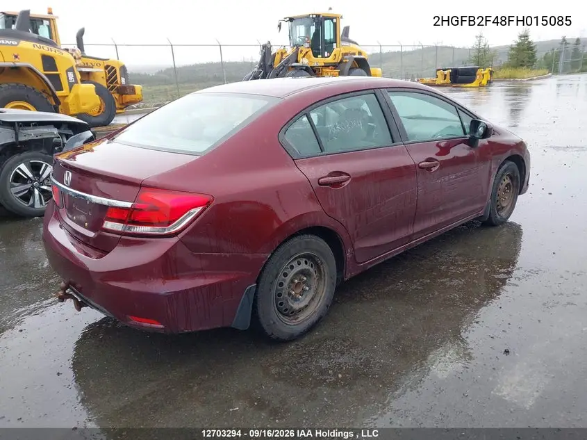 2015 HONDA CIVIC VIN 2HGFB2F48FH015085 — фото 4