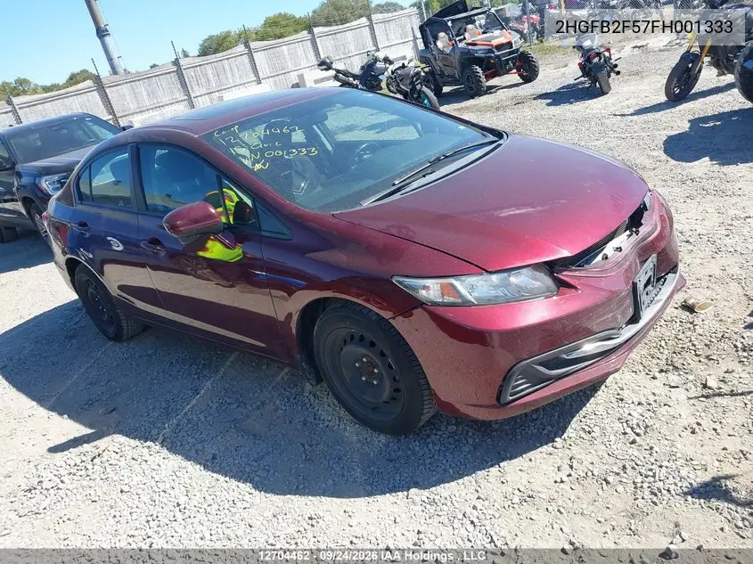 HONDA CIVIC 2015, VIN 2HGFB2F57FH001333