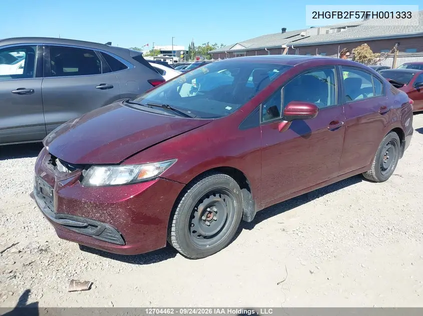 2015 HONDA CIVIC VIN 2HGFB2F57FH001333 — фото 2
