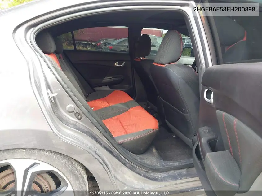 2015 HONDA CIVIC VIN 2HGFB6E58FH200898 — фото 8
