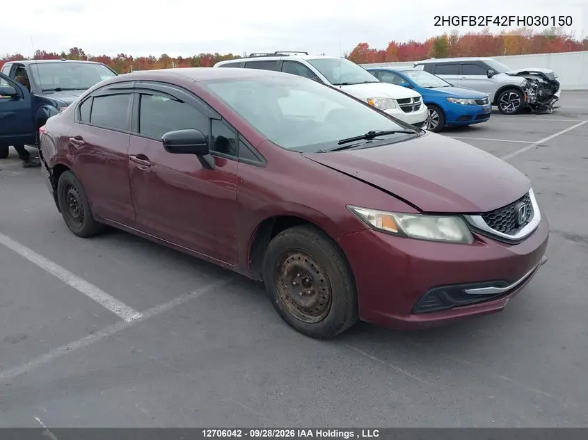HONDA CIVIC 2015, VIN 2HGFB2F42FH030150