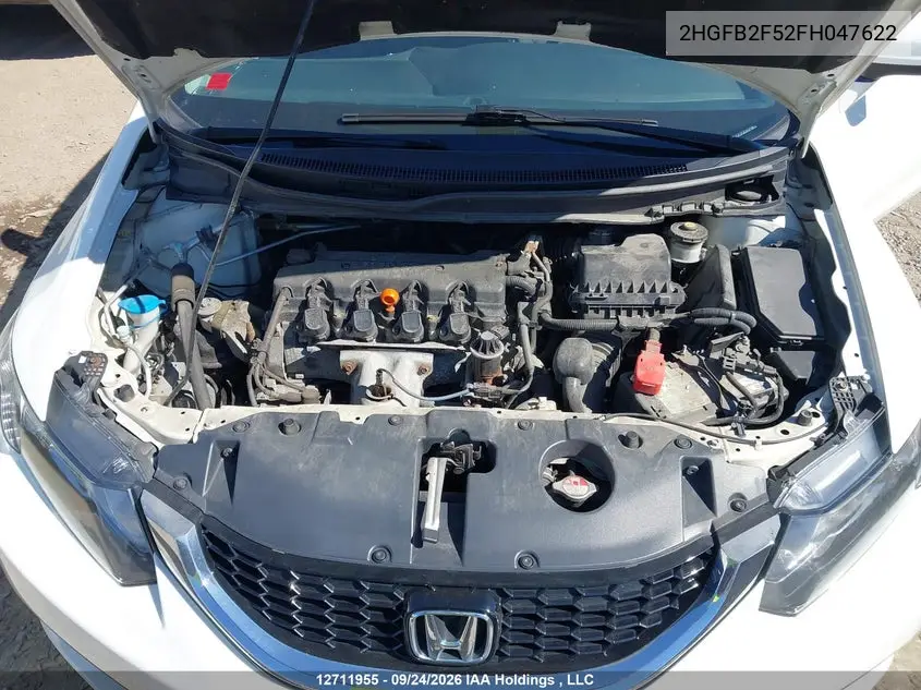 2015 HONDA CIVIC VIN 2HGFB2F52FH047622 — фото 10