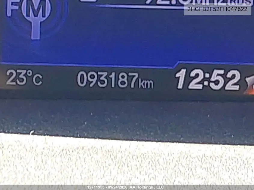 2015 HONDA CIVIC VIN 2HGFB2F52FH047622 — фото 15