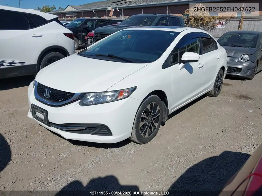 2015 HONDA CIVIC VIN 2HGFB2F52FH047622 — фото 2
