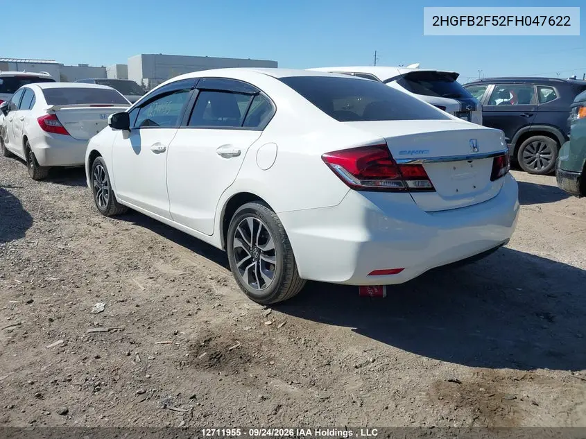 2015 HONDA CIVIC VIN 2HGFB2F52FH047622 — фото 3