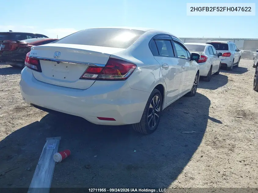 2015 HONDA CIVIC VIN 2HGFB2F52FH047622 — фото 4