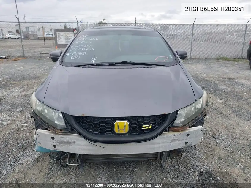 2015 HONDA CIVIC VIN 2HGFB6E56FH200351 — фото 13