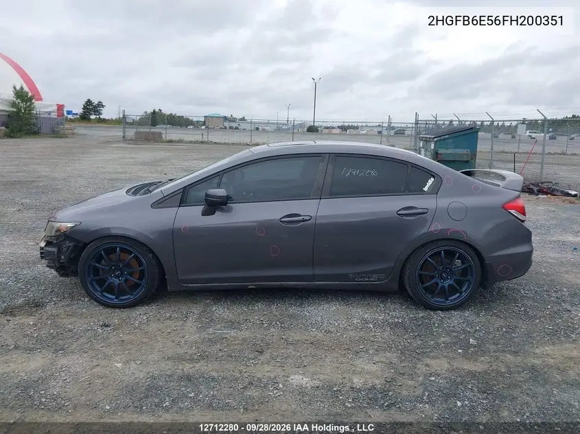 2015 HONDA CIVIC VIN 2HGFB6E56FH200351 — фото 15
