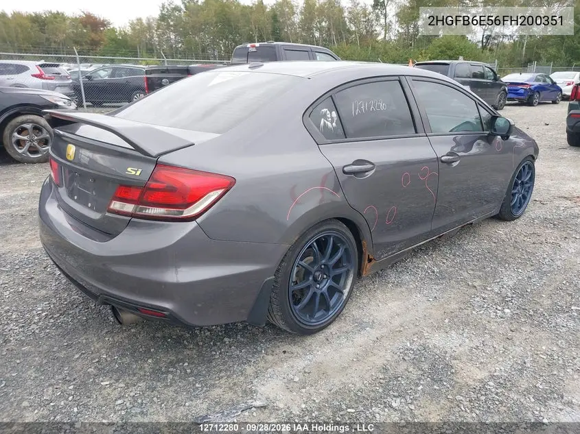 2015 HONDA CIVIC VIN 2HGFB6E56FH200351 — фото 4