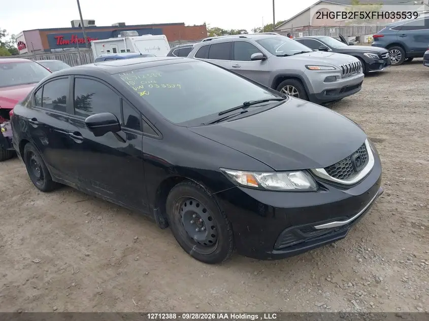 HONDA CIVIC 2015, VIN 2HGFB2F5XFH035539