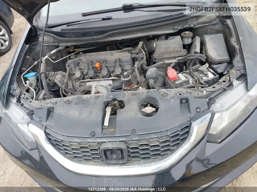 2015 HONDA CIVIC VIN 2HGFB2F5XFH035539 — фото 10